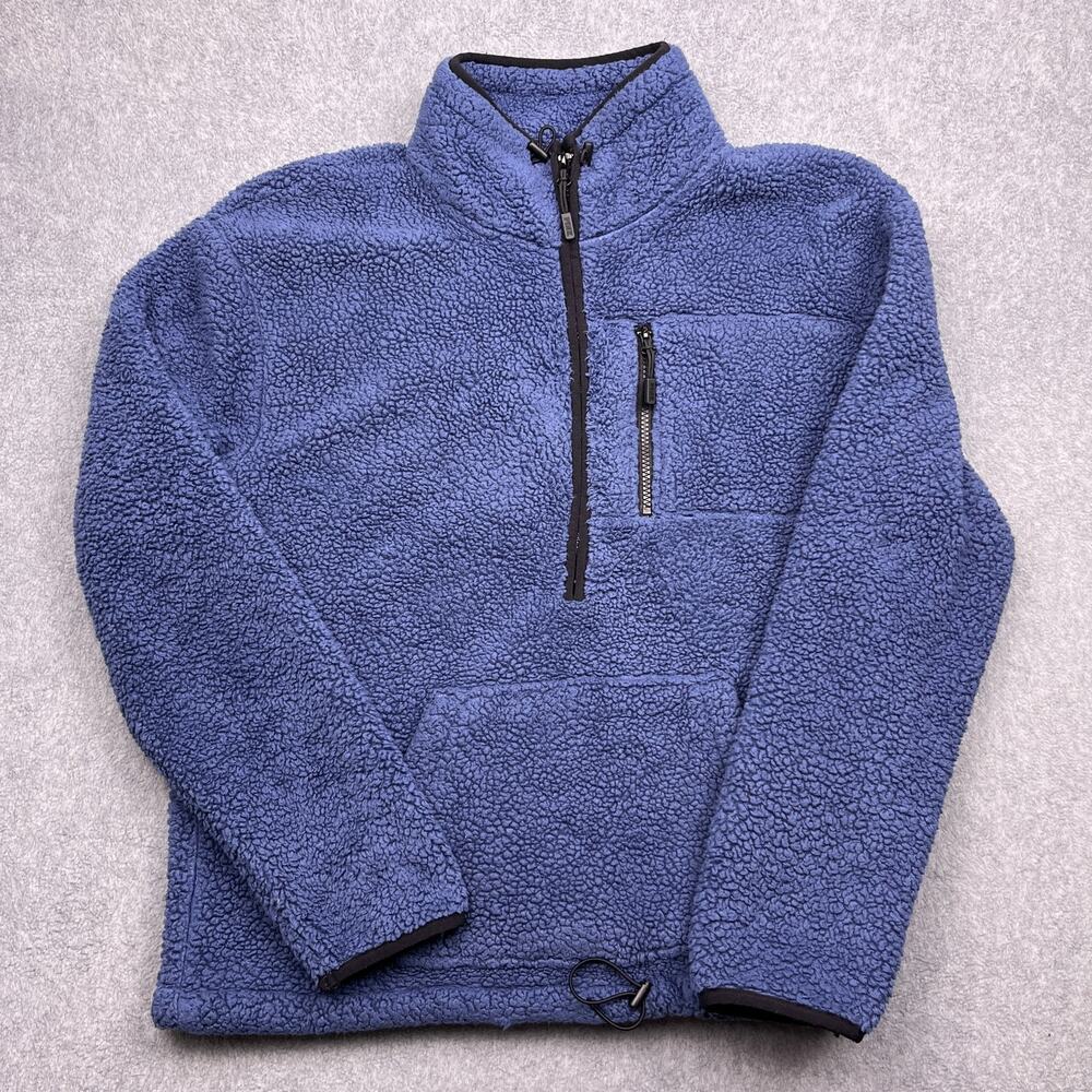 victoria's secret pink sweatshirt womens small blue‎ sherpa 1/2 zip